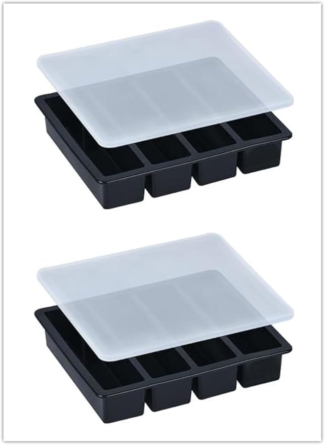 LONGFITE Large and Long Ice Cube Tray 2 Pack Silicone Freezing Container Sticks by LONGFITE