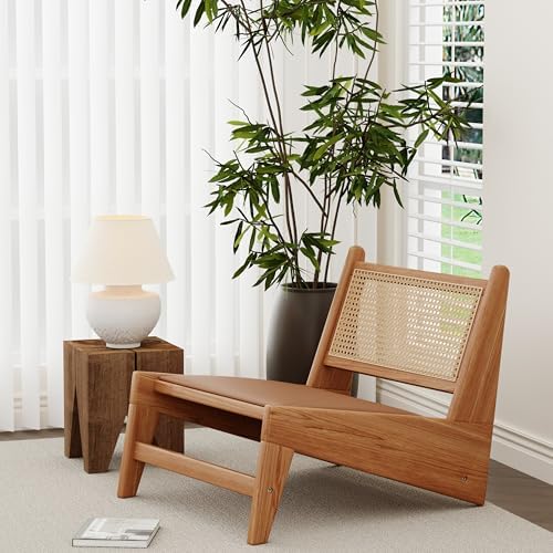 HAOBO Home Rattan Chair Mid Century Modern Accent Chair for Reading Living Ro...