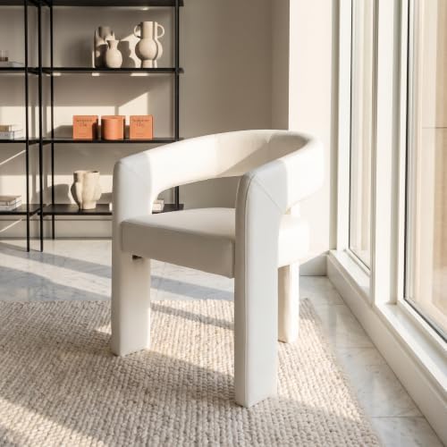 VESCASA Faux Leather Barrel Dining Chair with Open-Back, Upholstered Modern A...