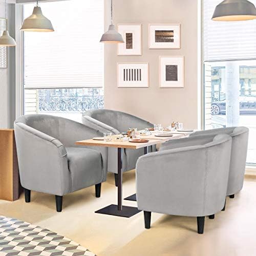 Topeakmart 25.5in Wide Small Velvet Barrel Accent Chair for Bedroom, Gray