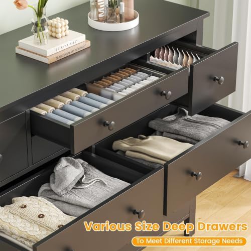 Loomie Upgraded 47.28" Long Black 10-Drawer Dresser for Bedroom