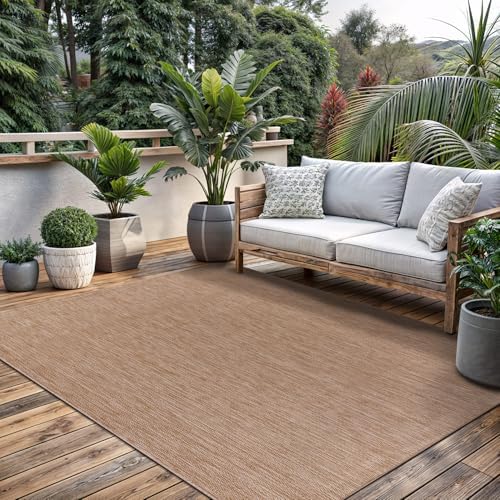 Washable Indoor Outdoor Rug 5x7 Weather Resistant Area Rugs Modern Solid Jute...