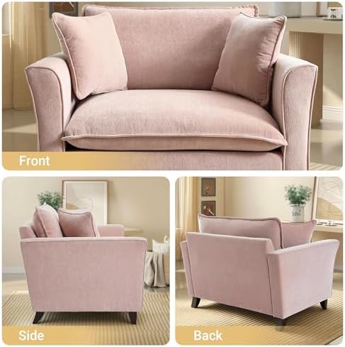 ERYE 46.9" Chenille Upholstered Accent Chair Wide Seat for Living Room B...