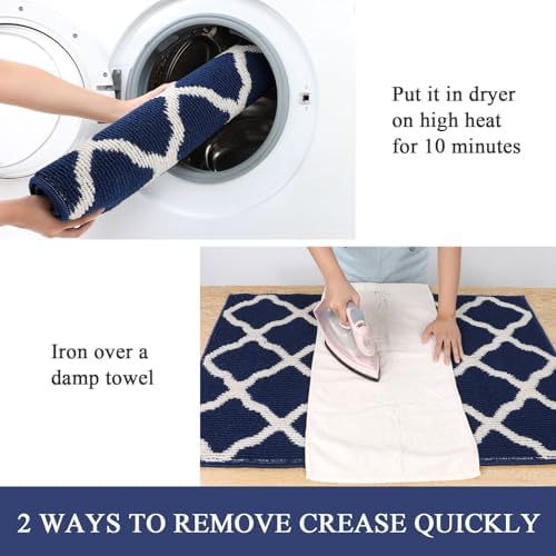 SHACOS Large Door Mat 3'x5' Indoor Washable Front Door Mats, Navy Blue