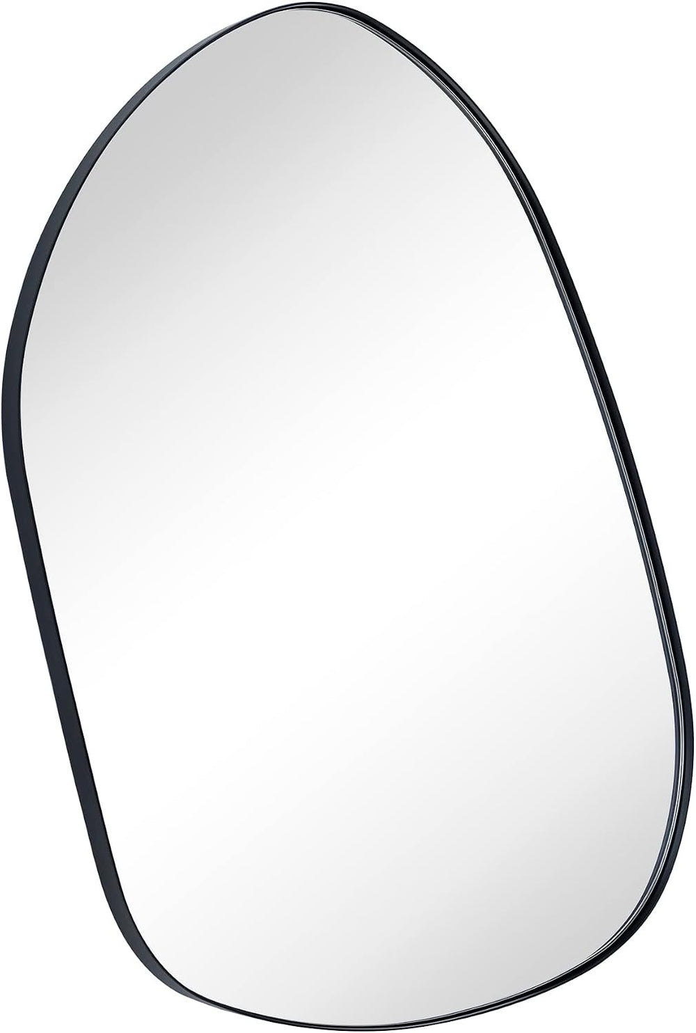 22 x 30 Black Asymmetrical Irregular Mirror Matt Black Metal Framed Accent Mi...