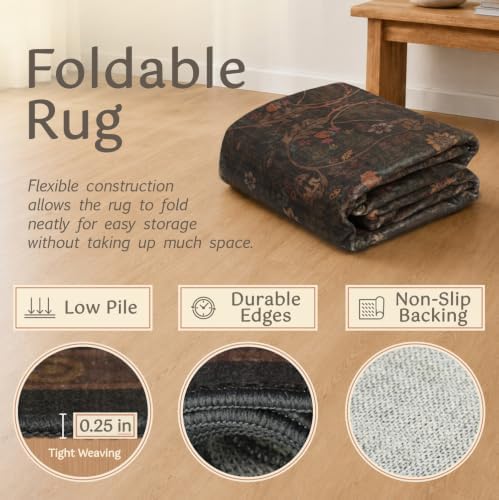 9x12 Botanical Big Rugs for Living Room, Machine Washable Soft Flower Area Ru...