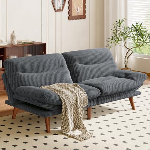Amada 75 inch 3-in-1 Convertible Futon Sofa Bed, Gray