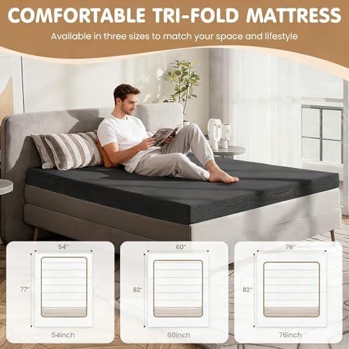 Convertible Sofa Bed Queen,5-in-1 Tri-Fold Boneless Couch with Removable Armr...
