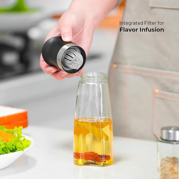 Premium Glass Olive Oil and Vinegar Dispenser Bottles Set, 2-Piece 11oz Kitchen - Image 6