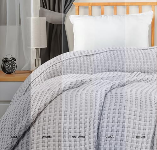 Utopia Bedding 100% Cotton Waffle Blanket Queen Size Silver, 90x90 Inch