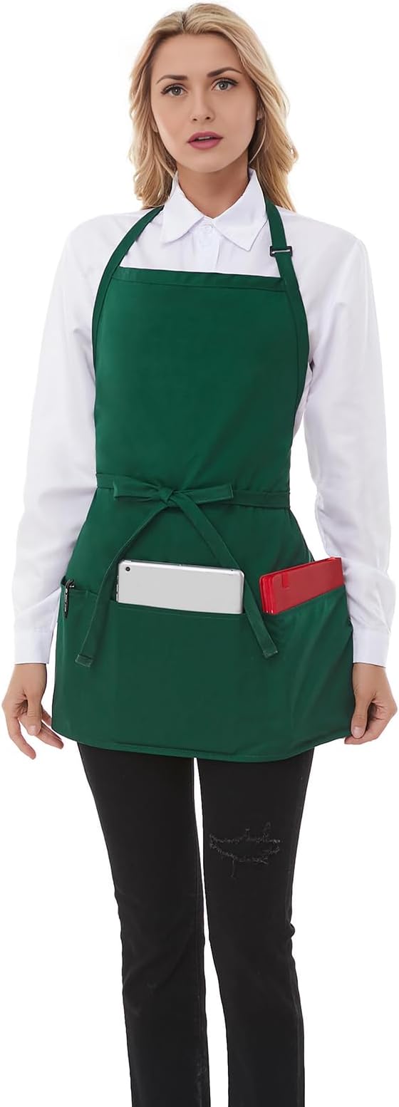 Aprons for Women with 3 Pockets, Server Apron, Aprons for Cooking, Chef Apron - Image 3