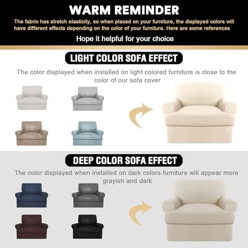 PrinceDeco 2 Pieces Armchair Slipcover Stretch Couch Covers for T Cushion Cha...