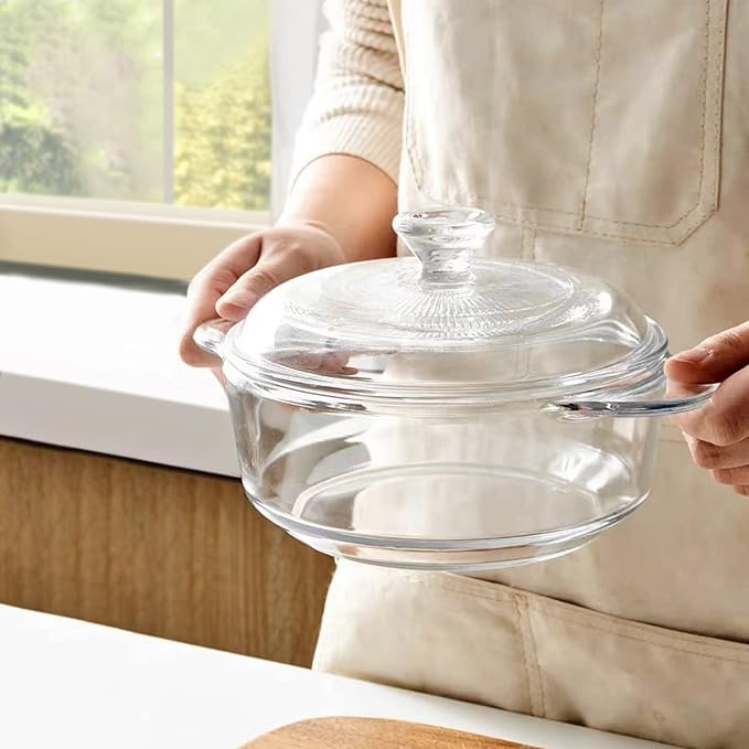 Clear Round Glass Casserole - Image 5