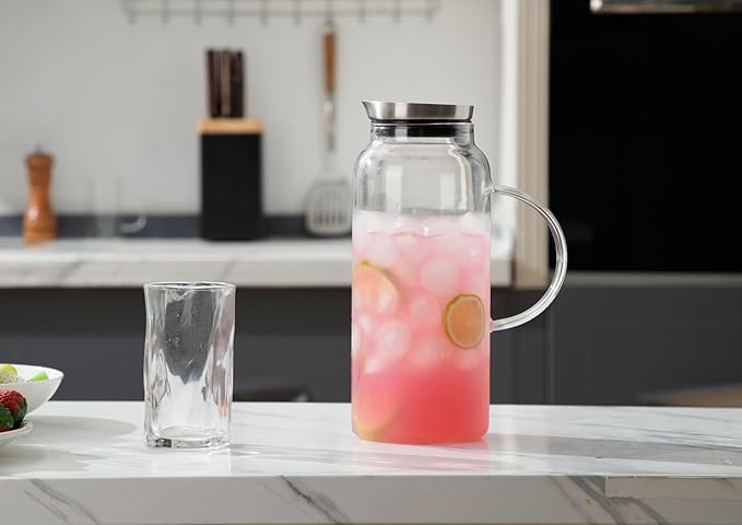 68 Ounces Glass Pitcher with Lid, Hot/Cold Water jug - Image 8