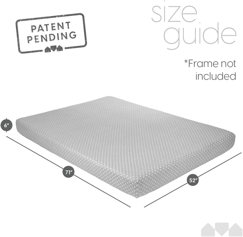 Milliard Full Size Futon Mattress, Light Grey, 71 x 52 x 6 Inch, Memory Foam ...