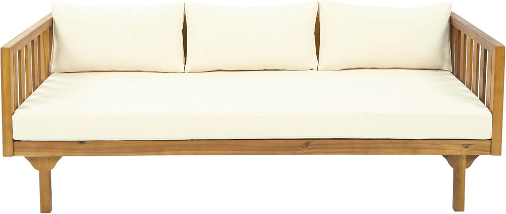 Christopher Knight Home Claremont Outdoor 3 Seater Acacia Wood Daybed with Fa...