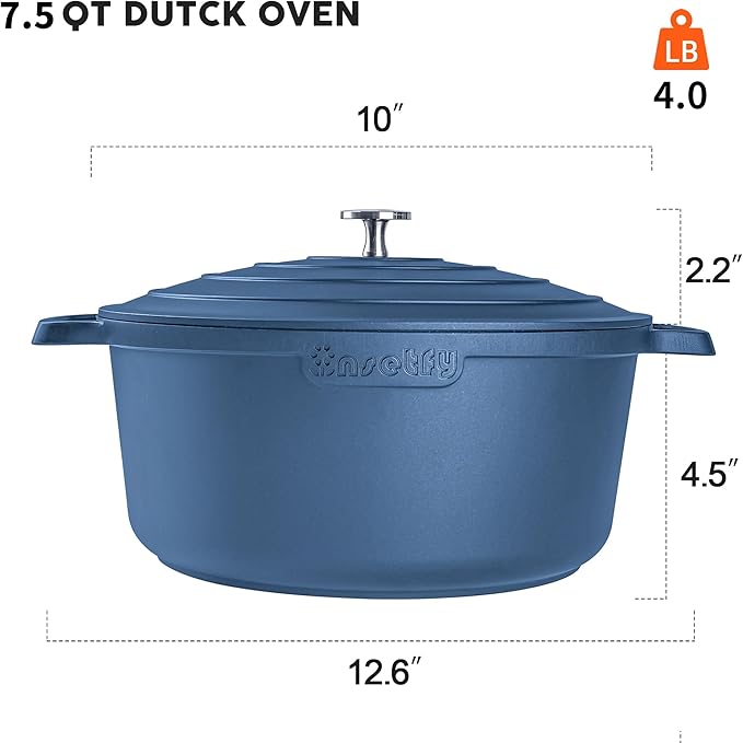Large Dutch Oven Pot with Lid-7.5QT Cast Aluminum Oven Pot with Two Handles