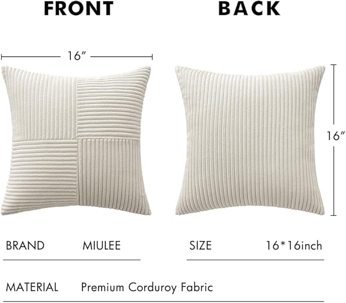 MIULEE Beige Decorative Throw Pillow Covers 16x16 Inch - Image 6