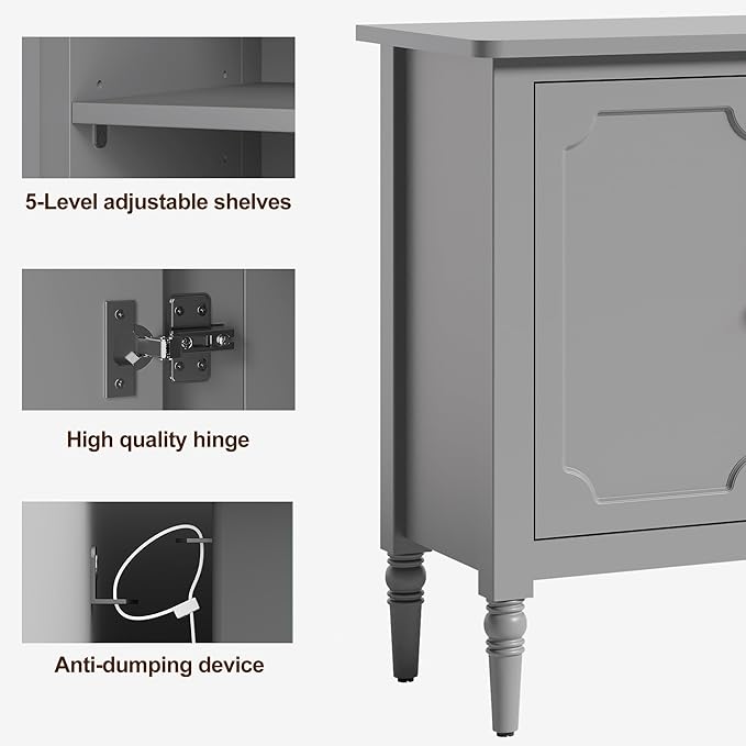 RoyalCraft 59" Buffet Cabinet with Storage, Vintage Sideboard with Adjus...