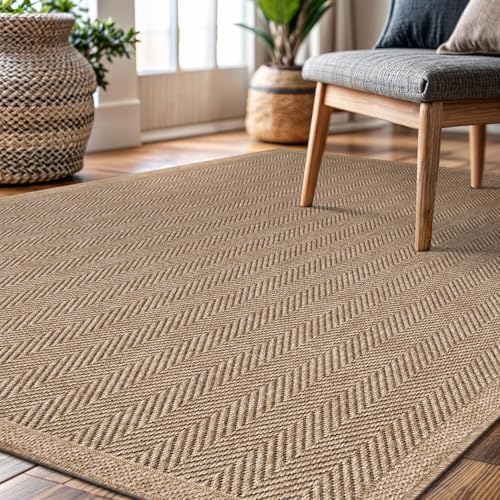 CAMILSON Easy Jute Rug 5x7, Indoor Outdoor Natural Color Fiber Area Rugs for ...