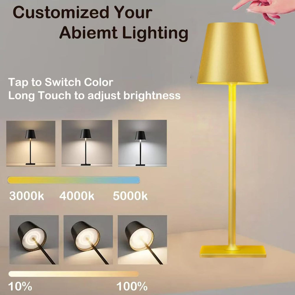 4 Pack Gold Led Cordless Table Lamps-Rechargeable Lamp Set of 4,Tabletop Ligh...