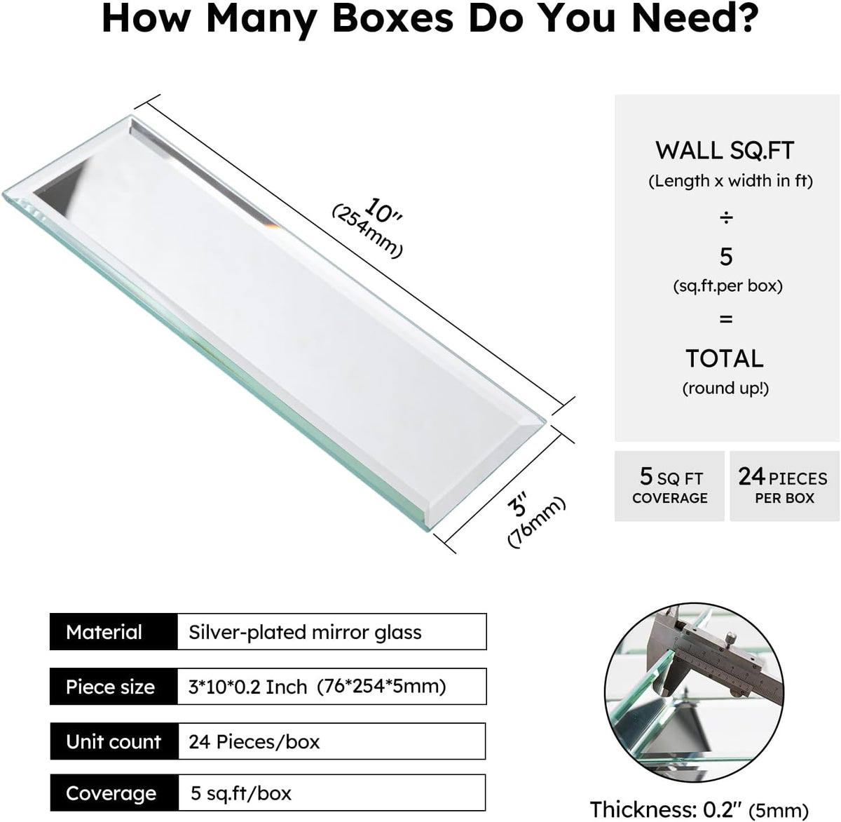 peel and stick mirror backsplash tiles, silver, 3x10 shown in use