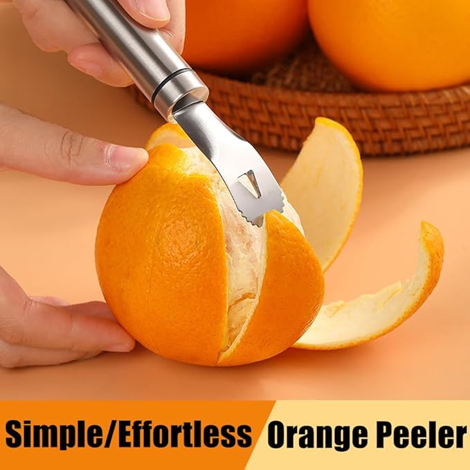 Stainless Steel Orange Peeler Easy and Quick Peeling Long Handle Orange Citrus - Image 3