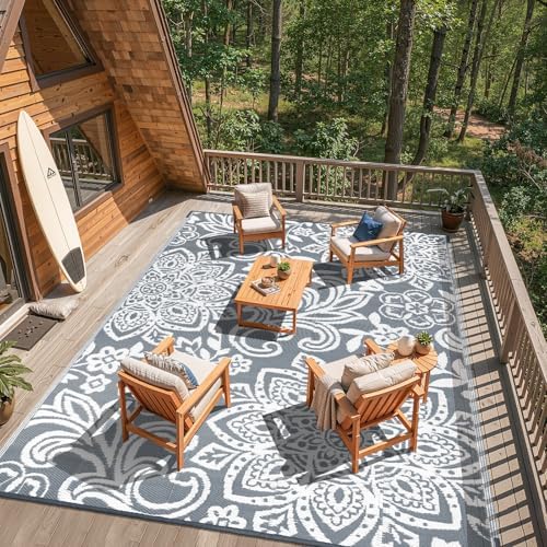 Findosom Waterproof Outdoor Rug 6' x 9' - Reversible Mandala Outdoor ...