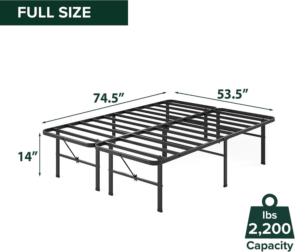 Zinus 14 Inch Rumi Metal Bed Frame, No Box Spring Needed, Black, Full