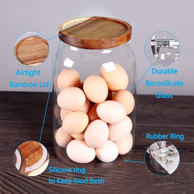 SAIOOL Egg Jar, kitchen canister， 1 Gallon Large Glass Food Storage Jars - Image 3