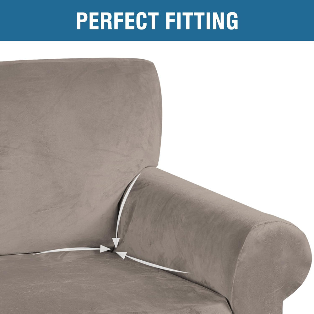 H.VERSAILTEX Stretch Velvet Loveseat Covers for 2 Cushion Couch Covers for Li...
