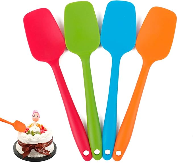 Food Grade Silicone Spatula Set Heat Resistant Small Rubber Spatulas, 4 piece by Delidge