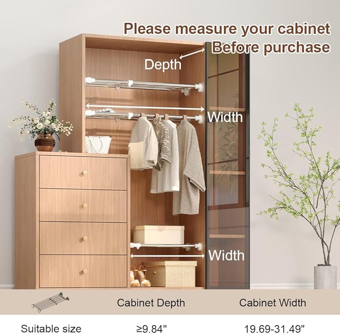 Hershii Expandable Shelf Rod Closet System 5-Bar Telescopic Heavy Duty Clothes - Image 5
