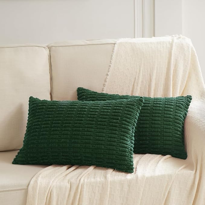 Fancy Homi Set of 4 Dark Green Lumbar Rectangle Decorative Throw Pillow Covers - Image 6
