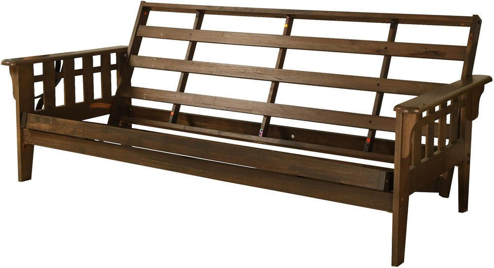 FutonX Rustic Walnut Frame and Mattress Set with Choice to add Drawers, 8 Inc...