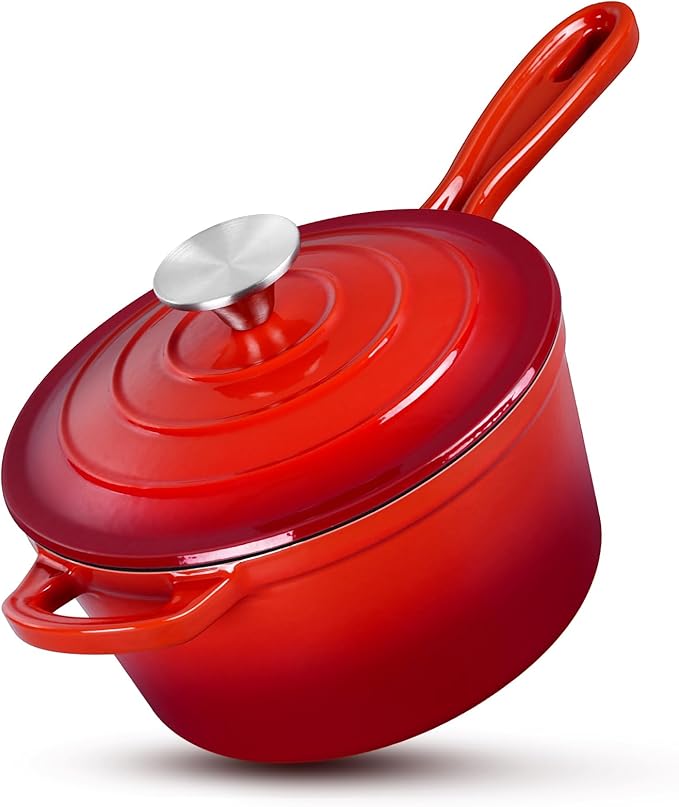 HaSteeL 2 QT Cast Iron Saucepan, Mini Enamel Dutch Oven by HaSteeL