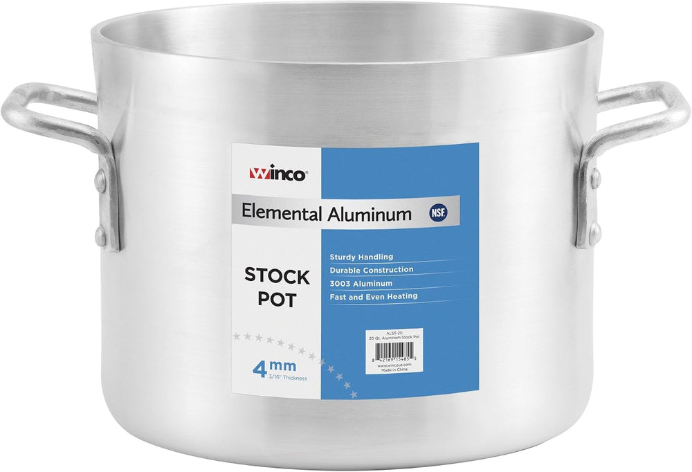 Winco ALST-10-NC Elemental Aluminum, 10 Qt Stock Pot, Cooking Pot, Hand wash