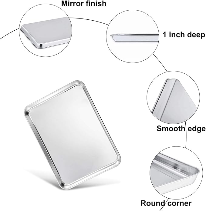TeamFar Baking Pan with Rack Set of 4, 12.5’’ x 9.5’’ Stainless Steel Toaster - Image 6