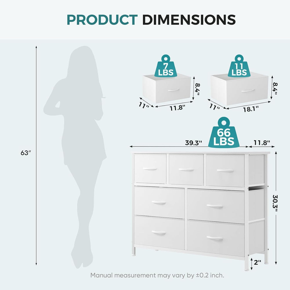 OLIXIS 7 Drawer Fabric Dresser, Storage Tower for Bedroom and Closet
