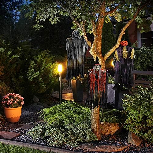 JOYIN 3 Pack 35” Hanging Ghosts Witch Pumpkin Decor Hanging Halloween Decorat...