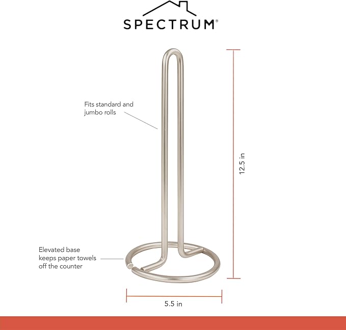 Spectrum 41078 Diversifies Designs Paper Towel Holder, 2 Ounce, Satin Nickel - Image 5