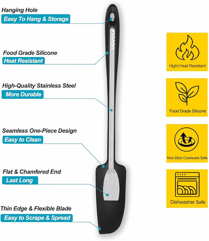 3-Pack Silicone Jar Spatulas, Vovoly Small Seamless Design Rubber Scraper - Image 3