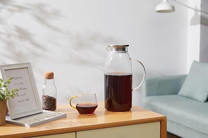 80 Ounces Glass Pitcher with Lid, Hot/Cold Water Jug, Juice and Iced Tea - Image 7