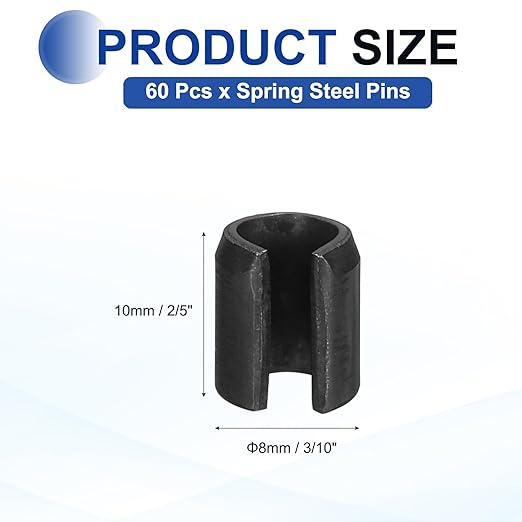 MECCANIXITY 60Pcs Slotted Split Roll Pins 3/10 Inch Dia. 2/5 Inch Length 65Mn - Image 2