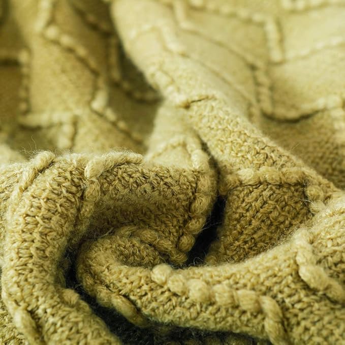 BOURINA Olive Green Throw Blanket 50x60 Inches Throw Textured Solid Soft Sofa - Image 5