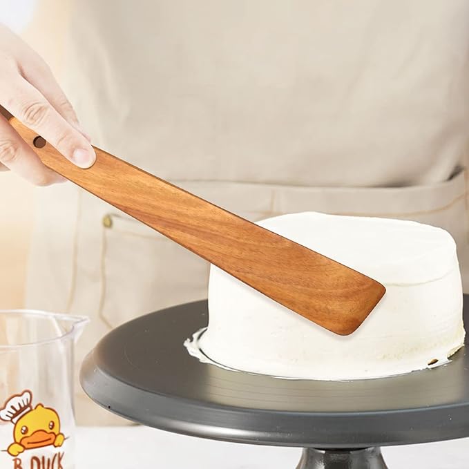2 Pcs Teak Wood Spatula Set Non Toxic Cooking Utensils Spurtle Kitchen Tools - Image 7