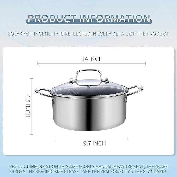 LOLYKITCH 5 QT Tri-Ply Hybrid Stainless Steel Non Stick Stock Pot - Image 6