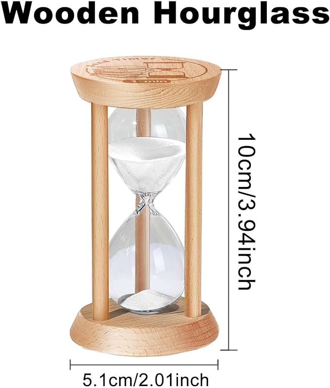 2 Minute Sand Timer Hourglass, 2 Min Wooden Sand Clock, Two Minute Wood Hour - Image 2