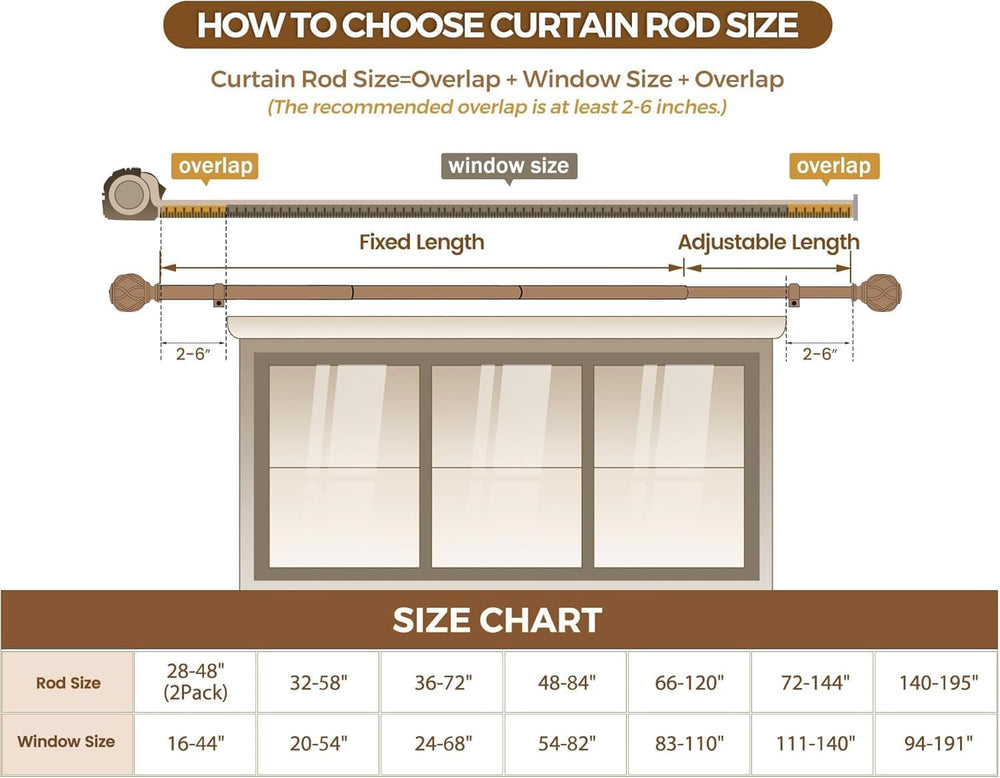 KAMANINA Silver Curtain Rods for Windows 72 to 144 Inch, Long Heavy Duty
