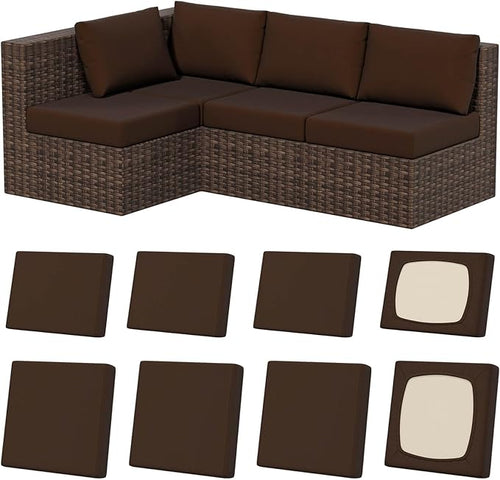 8Pcs Stretch Patio Cushion Covers, Outdoor Couch & Sofa Replacement Slipcovers by VORSHAPE